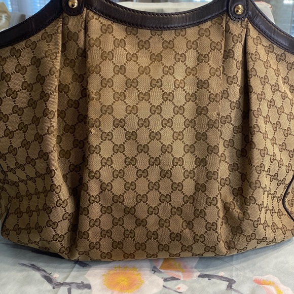 Gucci Sukey Shoulder Large Tote Bag GG Canvas Leather Dark Brown - Picture 9 of 17
